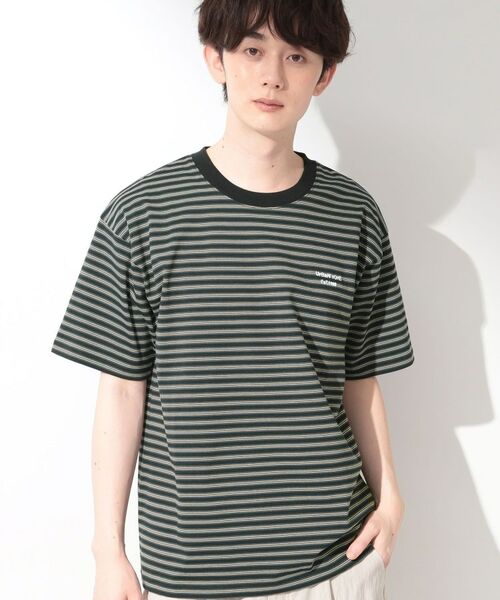 THE SHOP TK / ザ ショップ ティーケー Tシャツ | COOLボーダー 半袖Tシャツ 接触冷感/洗濯機OK(ブラック(319))