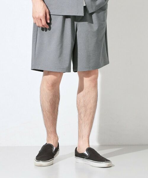 THE SHOP TK / ザ ショップ ティーケー ショート・ハーフ・半端丈パンツ | クールウェザー リラクシーイージーショートパンツ 接触冷感／吸水速乾／洗濯機OK／ベルト要らず／セットアップ可（ライトグレー(011)）