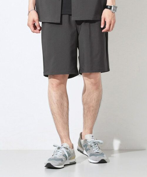 THE SHOP TK / ザ ショップ ティーケー ショート・ハーフ・半端丈パンツ | クールウェザー リラクシーイージーショートパンツ 接触冷感／吸水速乾／洗濯機OK／ベルト要らず／セットアップ可（チャコールグレー(014)）