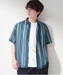 THE SHOP TK / ザ ショップ ティーケー シャツ・ブラウス | メッシュ ストライプ半袖シャツ 洗濯機OK／通気性◎