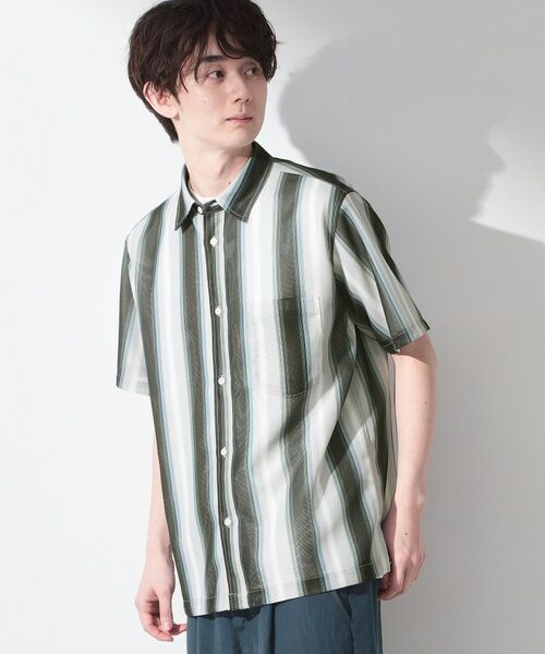 THE SHOP TK / ザ ショップ ティーケー シャツ・ブラウス | メッシュ ストライプ半袖シャツ 洗濯機OK／通気性◎ | 詳細1