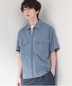 THE SHOP TK / ザ ショップ ティーケー シャツ・ブラウス | 半袖チェックジップシャツ 洗濯機OK