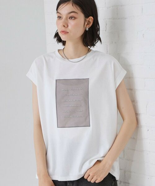 THE SHOP TK / ザ ショップ ティーケー Tシャツ | オーガンジー刺繍Tシャツ（オフホワイト(003)）