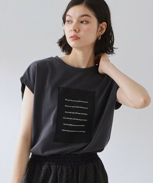 THE SHOP TK / ザ ショップ ティーケー Tシャツ | オーガンジー刺繍Tシャツ（スミクロ(018)）