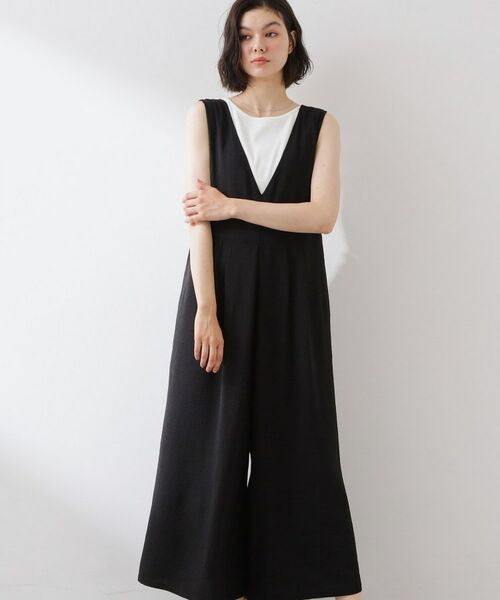 THE SHOP TK / ザ ショップ ティーケー サロペット・オールインワン | 【ひんやり/防しわ】サロペットパンツ（ブラック(019)）