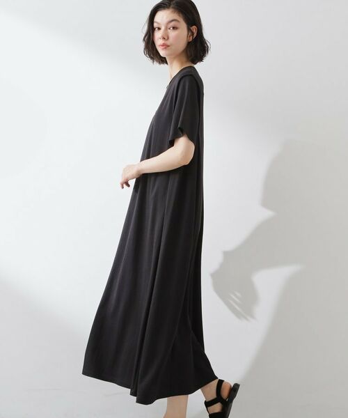 THE SHOP TK / ザ ショップ ティーケー ロング・マキシ丈ワンピース | 【ひんやり/体型カバー】肩タックデザイン サックワンピース | 詳細4