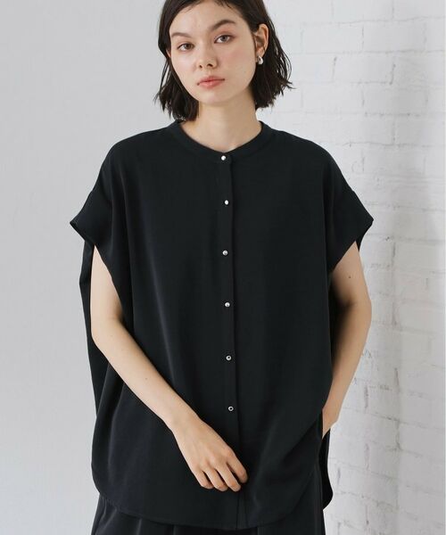 THE SHOP TK / ザ ショップ ティーケー シャツ・ブラウス | TORORIN遮熱バンドカラーブラウス（ネイビー(094)）
