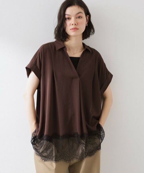 THE SHOP TK / ザ ショップ ティーケー シャツ・ブラウス | 【ひんやり/体型カバー】裾レース切り替え スキッパーシャツ | 詳細11
