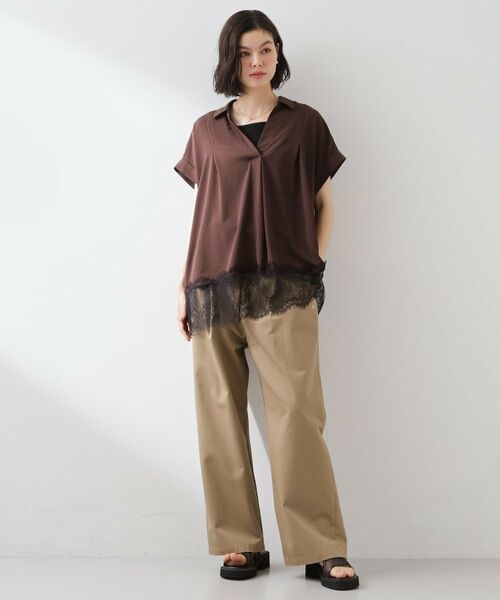 THE SHOP TK / ザ ショップ ティーケー シャツ・ブラウス | 【ひんやり/体型カバー】裾レース切り替え スキッパーシャツ | 詳細13