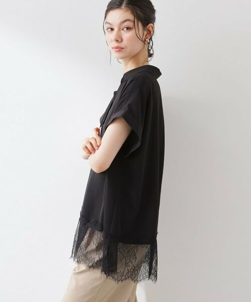 THE SHOP TK / ザ ショップ ティーケー シャツ・ブラウス | 【ひんやり/体型カバー】裾レース切り替え スキッパーシャツ | 詳細4