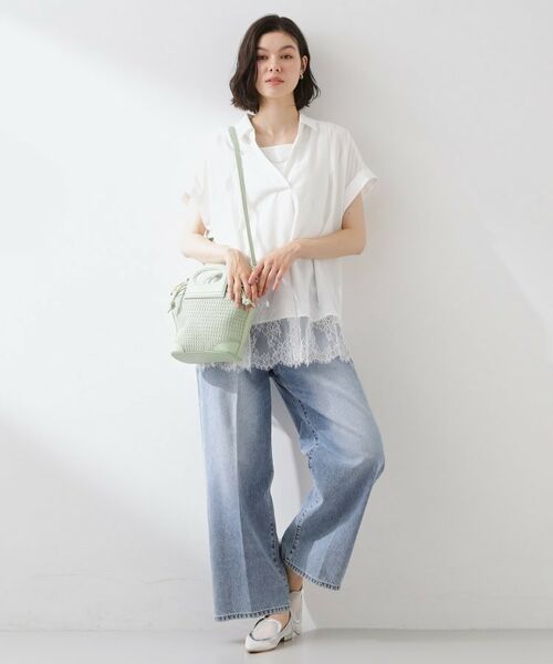 THE SHOP TK / ザ ショップ ティーケー シャツ・ブラウス | 【ひんやり/体型カバー】裾レース切り替え スキッパーシャツ | 詳細9