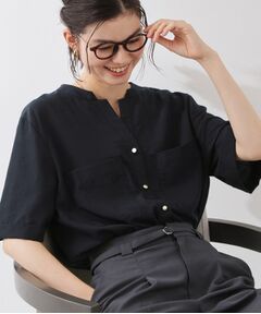 THE SHOP TK / ザ ショップ ティーケー シャツ・ブラウス | 【M-XL/さりげなく体型カバー】5分袖Wポケットシャツ