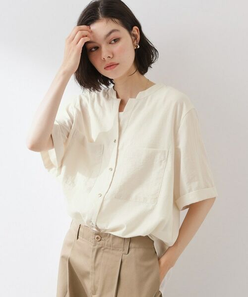 THE SHOP TK / ザ ショップ ティーケー シャツ・ブラウス | 【M-XL/さりげなく体型カバー】5分袖Wポケットシャツ | 詳細1