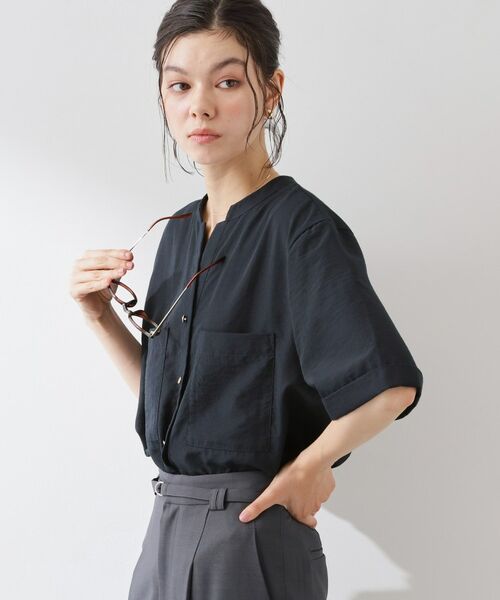 THE SHOP TK / ザ ショップ ティーケー シャツ・ブラウス | 【M-XL/さりげなく体型カバー】5分袖Wポケットシャツ | 詳細14