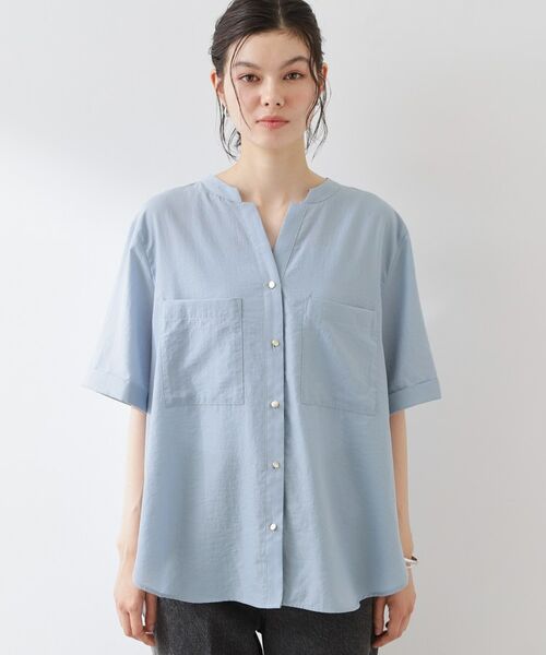 THE SHOP TK / ザ ショップ ティーケー シャツ・ブラウス | 【M-XL/さりげなく体型カバー】5分袖Wポケットシャツ | 詳細17