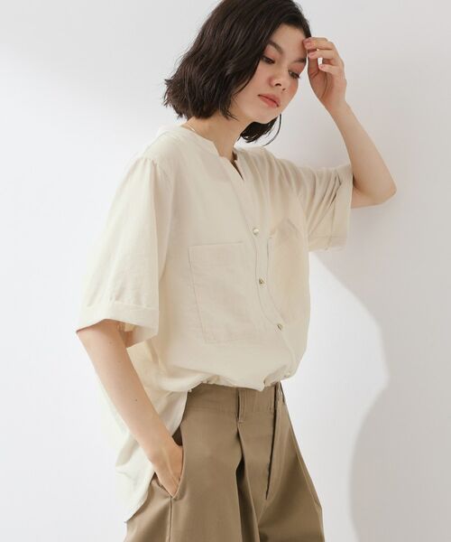 THE SHOP TK / ザ ショップ ティーケー シャツ・ブラウス | 【M-XL/さりげなく体型カバー】5分袖Wポケットシャツ | 詳細2