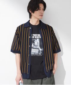 THE SHOP TK / ザ ショップ ティーケー ニット・セーター | 【マシンウォッシャブル】ニットストライプ半袖シャツ