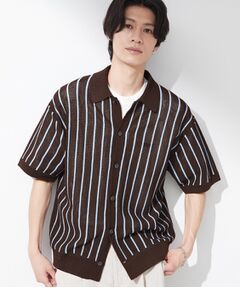 THE SHOP TK / ザ ショップ ティーケー ニット・セーター | 【マシンウォッシャブル】ニットストライプ半袖シャツ
