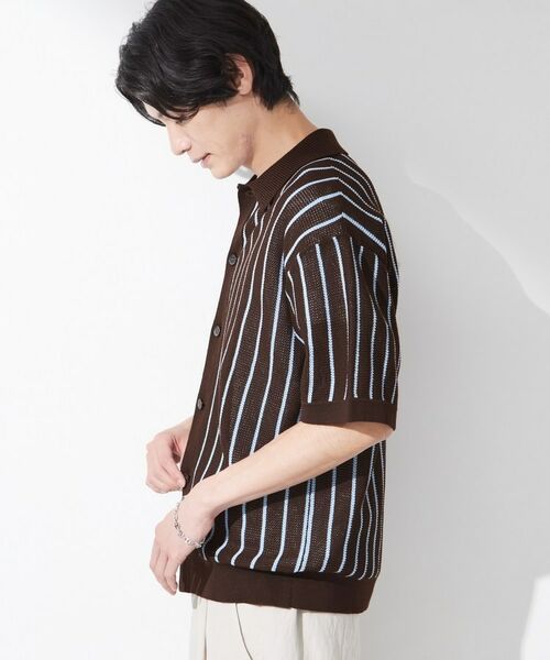 THE SHOP TK / ザ ショップ ティーケー ニット・セーター | 【マシンウォッシャブル】ニットストライプ半袖シャツ | 詳細6
