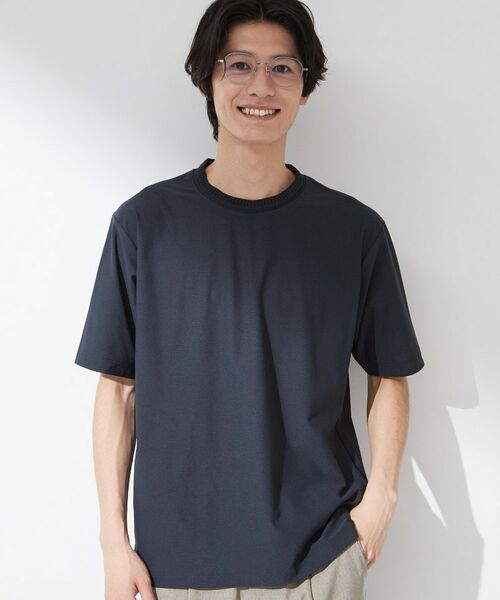 THE SHOP TK / ザ ショップ ティーケー Tシャツ | 【吸水速乾/UVカット/接触冷感】ミニリップル半袖Tシャツ(ネイビー(094))