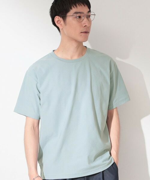 THE SHOP TK / ザ ショップ ティーケー Tシャツ | 【接触冷感/吸水速乾/UVカット】パーフェクテック リンクス柄 半袖Tシャツ(サックスブルー(090))