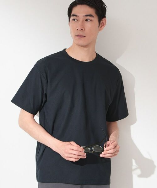 THE SHOP TK / ザ ショップ ティーケー Tシャツ | 【接触冷感/吸水速乾/UVカット】パーフェクテック リンクス柄 半袖Tシャツ(ネイビー(094))