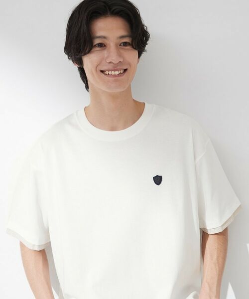 THE SHOP TK / ザ ショップ ティーケー Tシャツ | 【マシンウォッシャブル】袖レイヤード半袖Tシャツ(オフホワイト(003))