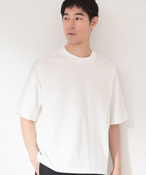 THE SHOP TK / ザ ショップ ティーケー Tシャツ | 【ゆったりシルエット】前後切り替え 半袖Tシャツ(オフホワイト(003))