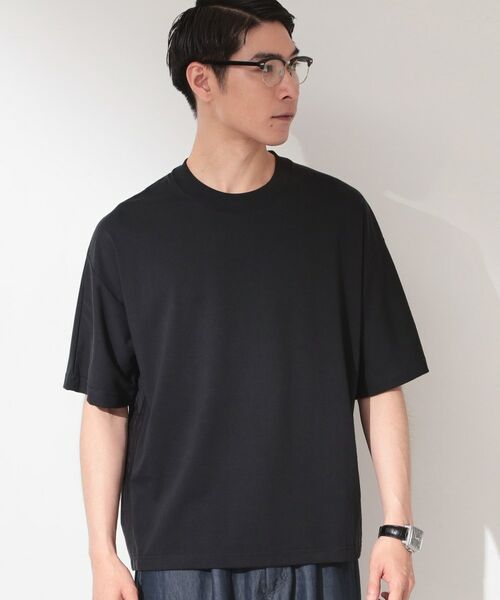 THE SHOP TK / ザ ショップ ティーケー Tシャツ | 【ゆったりシルエット】前後切り替え 半袖Tシャツ(ブラック(019))