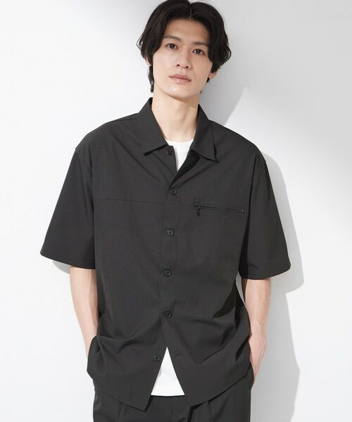 THE SHOP TK / ザ ショップ ティーケー シャツ・ブラウス | 【吸水速乾/接触冷感/防シワ/マシンウォッシャブル】ハイドロクール半袖シャツ(ブラック(019))