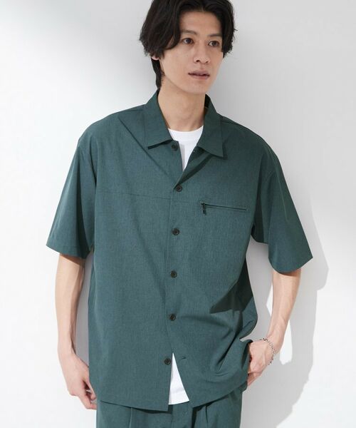 THE SHOP TK / ザ ショップ ティーケー シャツ・ブラウス | 【吸水速乾/接触冷感/防シワ/マシンウォッシャブル】ハイドロクール半袖シャツ(ブルーグリーン(097))