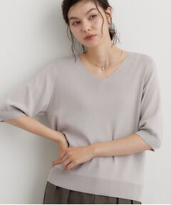 THE SHOP TK / ザ ショップ ティーケー ニット・セーター | 【ひんやり】すっきりVネック 6分袖ニット