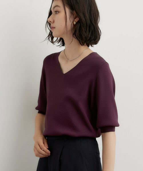 THE SHOP TK / ザ ショップ ティーケー ニット・セーター | 【ひんやり/UV】すっきりVネック 6分袖ニット | 詳細24