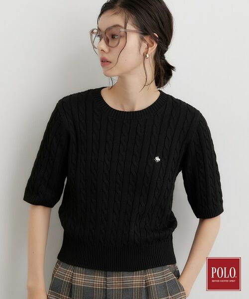 THE SHOP TK / ザ ショップ ティーケー ニット・セーター | POLO BCS/ケーブル半袖ニット | 詳細1