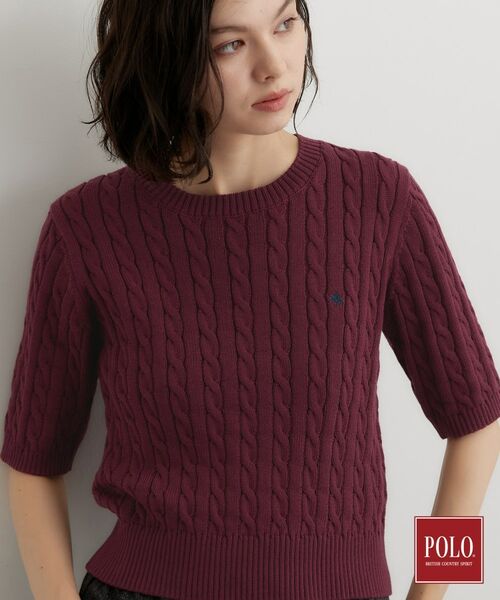 THE SHOP TK / ザ ショップ ティーケー ニット・セーター | POLO BCS/ケーブル半袖ニット（ボルドー(064)）