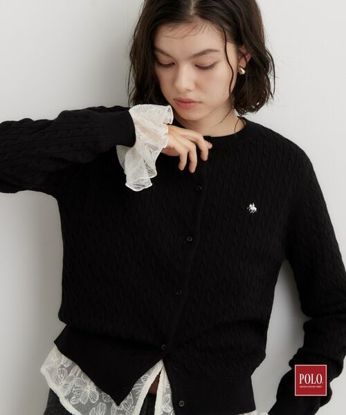 THE SHOP TK / ザ ショップ ティーケー カーディガン・ボレロ | POLO BCS/ケーブルクルーカーデ（ブラック(019)）