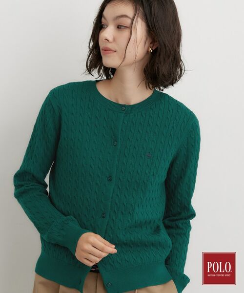 THE SHOP TK / ザ ショップ ティーケー カーディガン・ボレロ | POLO BCS/ケーブルクルーカーデ（グリーン(022)）