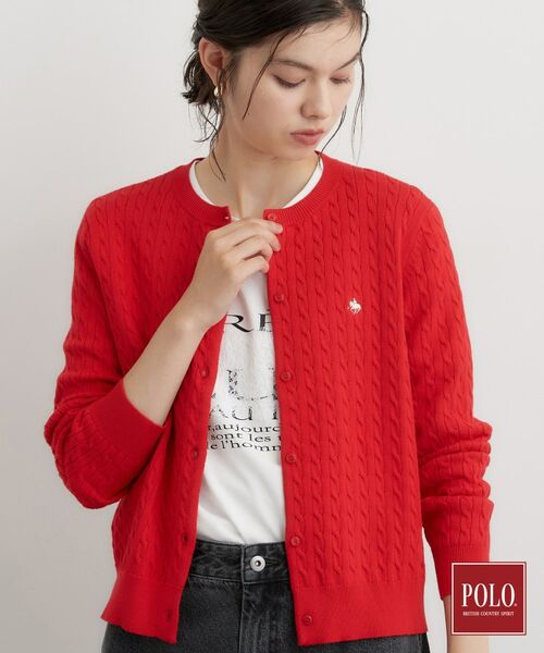 THE SHOP TK / ザ ショップ ティーケー カーディガン・ボレロ | POLO BCS/ケーブルクルーカーデ（レッド(063)）