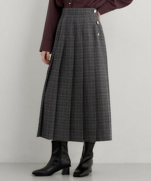 THE SHOP TK / ザ ショップ ティーケー ロング・マキシ丈スカート | クラシックな雰囲気に チェックプリーツスカート（グレー(212)）