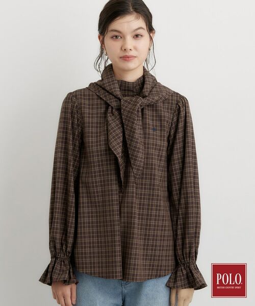 THE SHOP TK / ザ ショップ ティーケー シャツ・ブラウス | POLO BCS/チェックスカーフ付きブラウス | 詳細26