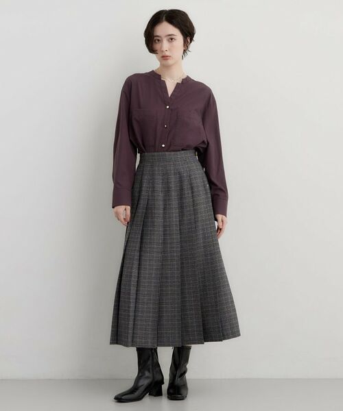THE SHOP TK / ザ ショップ ティーケー シャツ・ブラウス | 【刻みネックですっきり見え】Wポケット金ボタンシャツ | 詳細24
