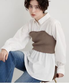 THE SHOP TK / ザ ショップ ティーケー シャツ・ブラウス | 1枚でレイヤードスタイルが完成 ビスチェドッキングシャツ