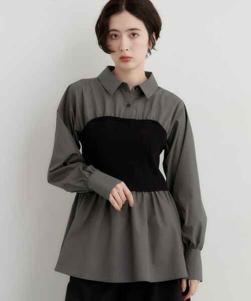 THE SHOP TK / ザ ショップ ティーケー シャツ・ブラウス | 1枚でレイヤードスタイルが完成 ビスチェドッキングシャツ | 詳細5