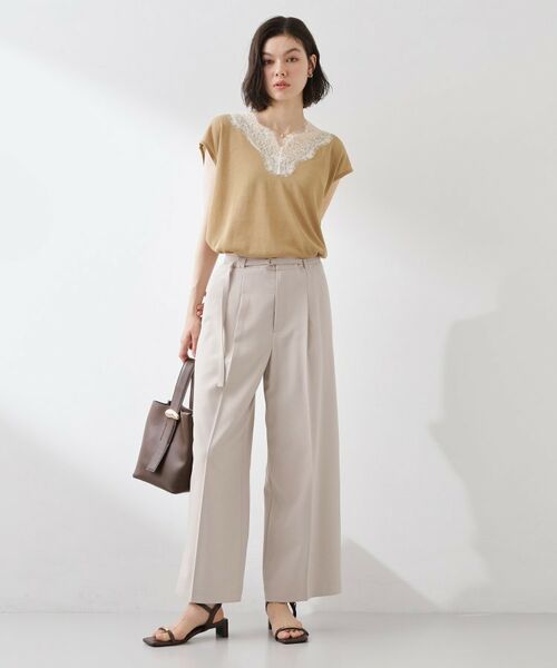 THE SHOP TK / ザ ショップ ティーケー ニット・セーター | ほんのりきらめく レース切り替え スパークシアーニット | 詳細11