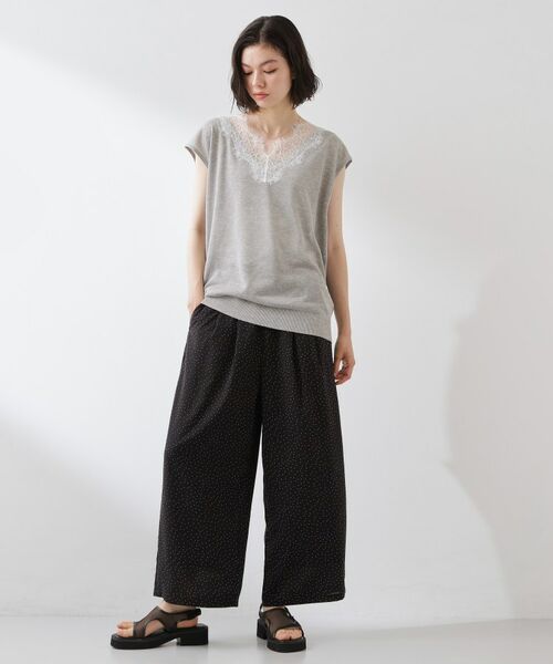 THE SHOP TK / ザ ショップ ティーケー ニット・セーター | ほんのりきらめく レース切り替え スパークシアーニット | 詳細3