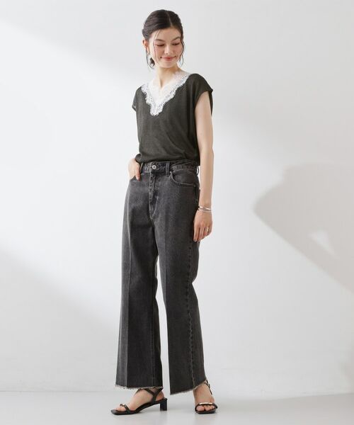 THE SHOP TK / ザ ショップ ティーケー ニット・セーター | ほんのりきらめく レース切り替え スパークシアーニット | 詳細7