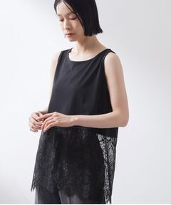 THE SHOP TK / ザ ショップ ティーケー カットソー | 【ひんやり/人気アイテム】レイヤードスタイルに 裾レースタンクトップ