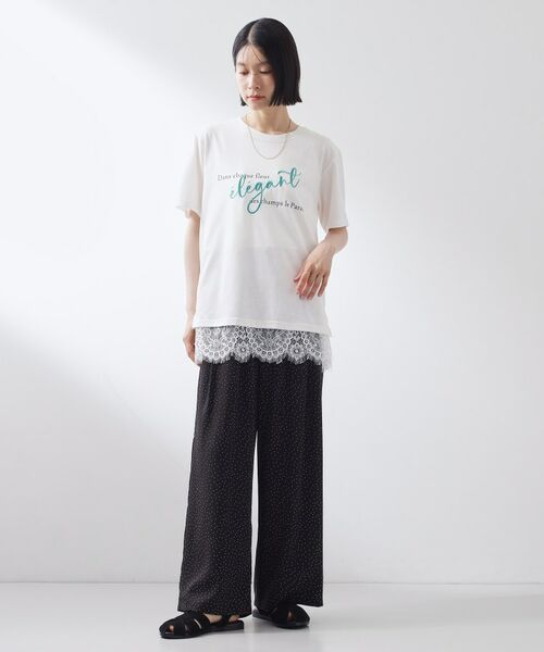 THE SHOP TK / ザ ショップ ティーケー カットソー | 【ひんやり/人気アイテム】レイヤードスタイルに 裾レースタンクトップ | 詳細3