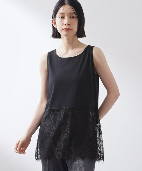 THE SHOP TK / ザ ショップ ティーケー カットソー | 【ひんやり/人気アイテム】レイヤードスタイルに 裾レースタンクトップ | 詳細5