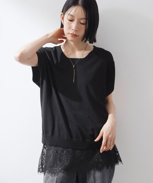 THE SHOP TK / ザ ショップ ティーケー カットソー | 【ひんやり/人気アイテム】レイヤードスタイルに 裾レースタンクトップ | 詳細6